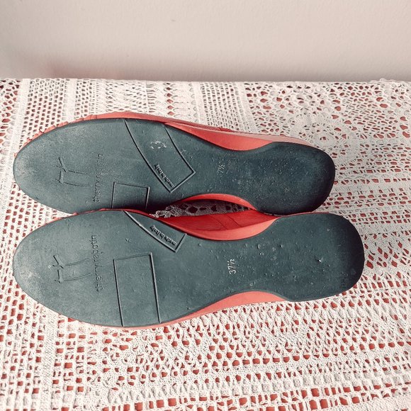 Thierry Rabotin Red Leather Georgia Slingback Size 37.5 Italy Buckle Slip-on - Picture 11 of 11